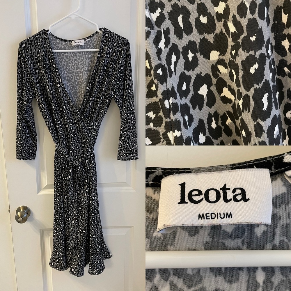 A line faux wrap Leota midi dress with ruffle skirt